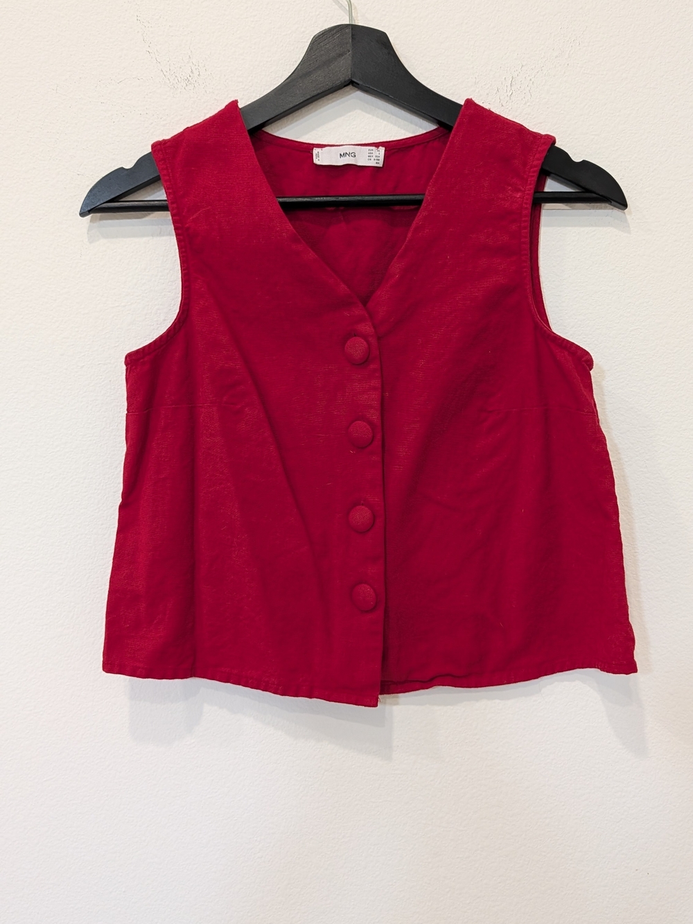 Mango Linen Blend Button-Front Top